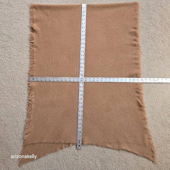 Accessories - NWOT Tan Cashmere Knit Oblong Scarf with Fringe and Asymmetrical Ends